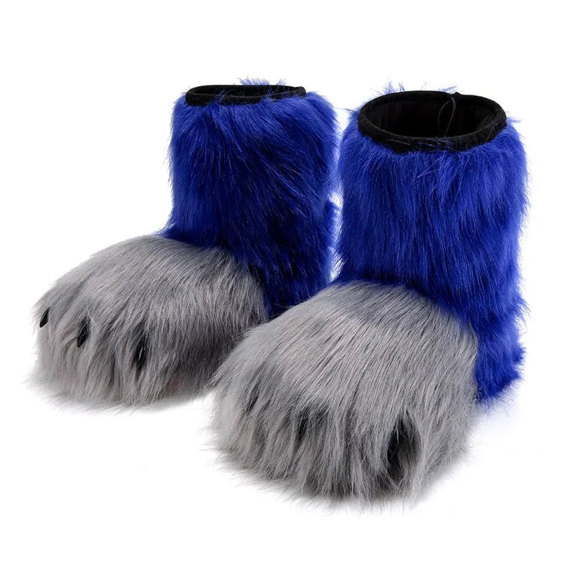 Pattes de chat en fausse fourrure (bottes ou gants)