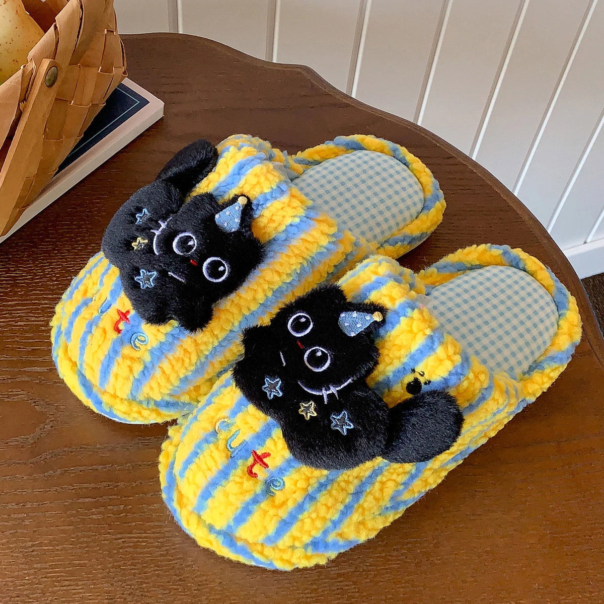 Chaussons Chat sorcier rayé