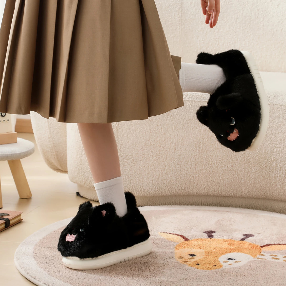 Chaussons Chat noir rieur