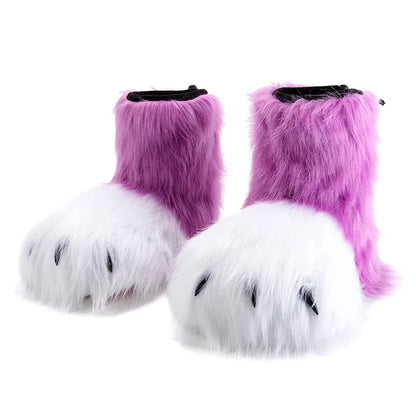 Pattes de chat en fausse fourrure (bottes ou gants)