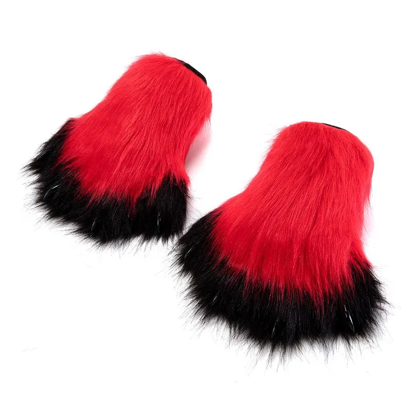 Pattes de chat en fausse fourrure (bottes ou gants)