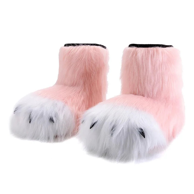 Pattes de chat en fausse fourrure (bottes ou gants)