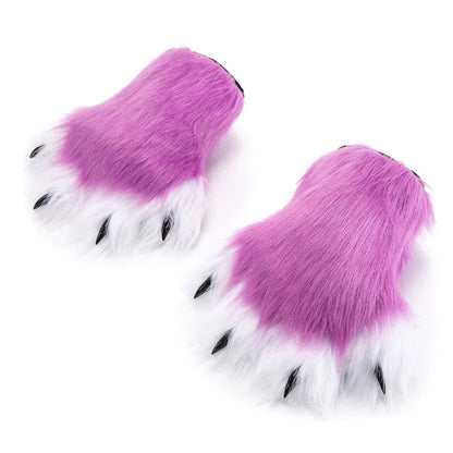 Pattes de chat en fausse fourrure (bottes ou gants)