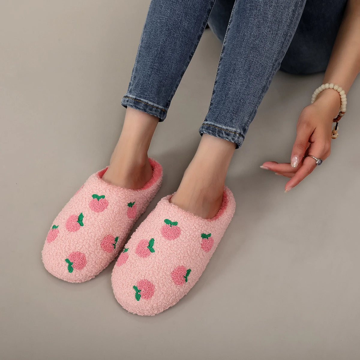 Chaussons bouclette à motifs