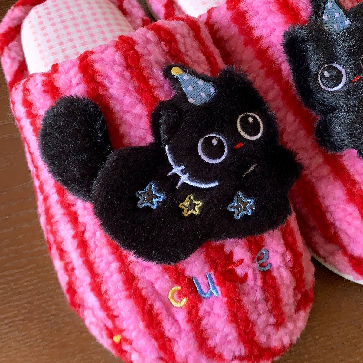 Chaussons Chat sorcier rayé