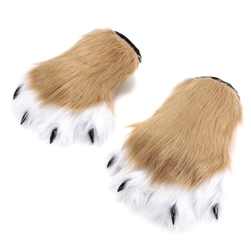Pattes de chat en fausse fourrure (bottes ou gants)