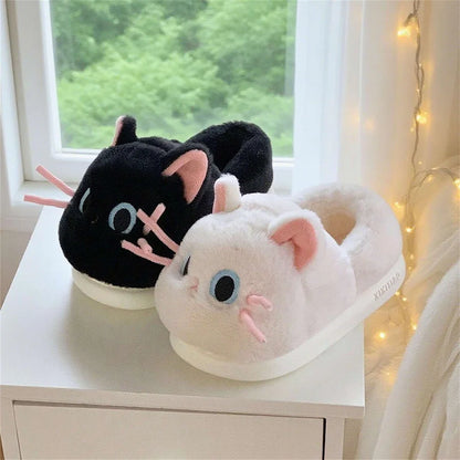 Chaussons Chat noir moustaches roses