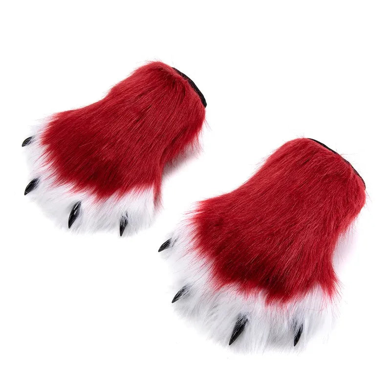 Pattes de chat en fausse fourrure (bottes ou gants)
