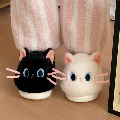 Chaussons Chat noir moustaches roses
