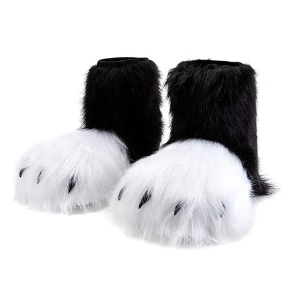 Pattes de chat en fausse fourrure (bottes ou gants)