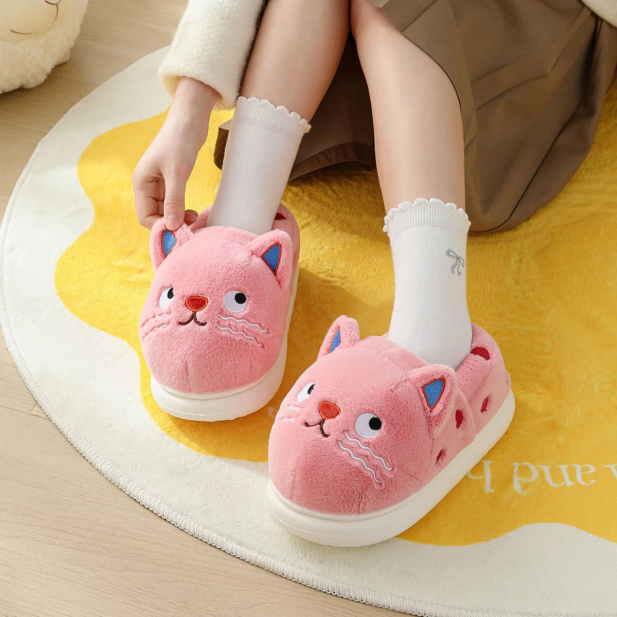 Chaussons Chat rose