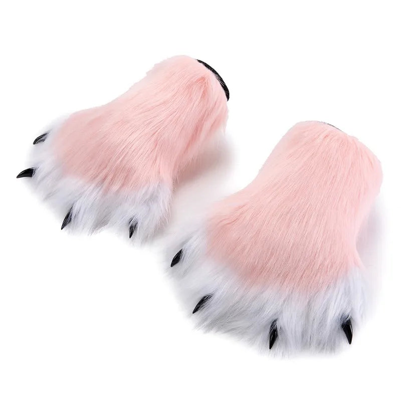 Pattes de chat en fausse fourrure (bottes ou gants)