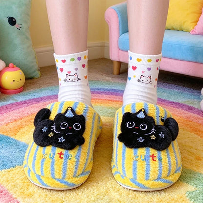 Chaussons Chat sorcier rayé