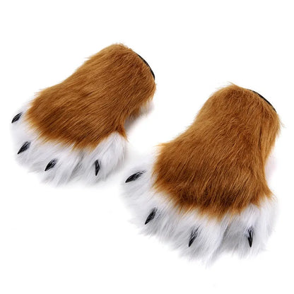 Pattes de chat en fausse fourrure (bottes ou gants)