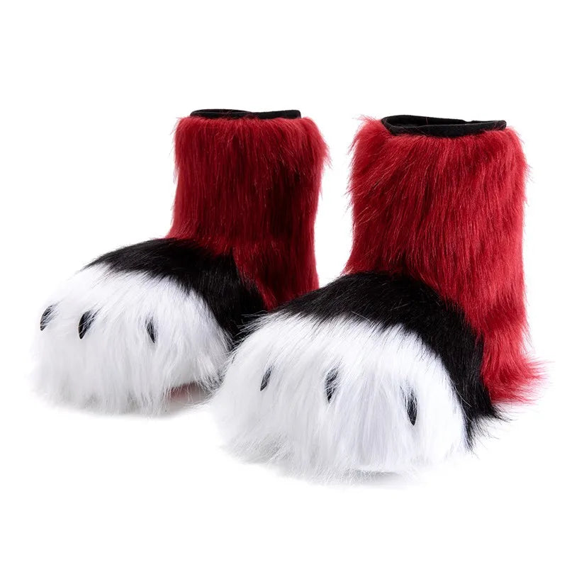 Pattes de chat en fausse fourrure (bottes ou gants)