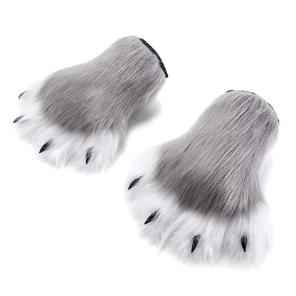 Pattes de chat en fausse fourrure (bottes ou gants)