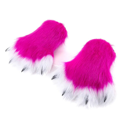 Pattes de chat en fausse fourrure (bottes ou gants)