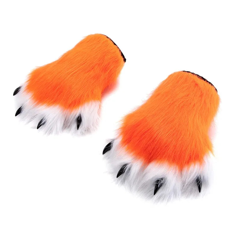 Pattes de chat en fausse fourrure (bottes ou gants)