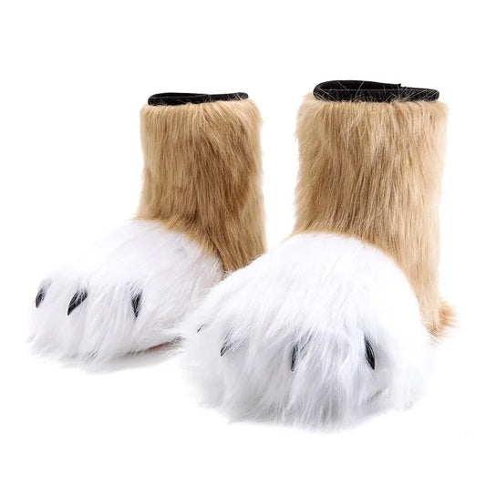 Pattes de chat en fausse fourrure (bottes ou gants)