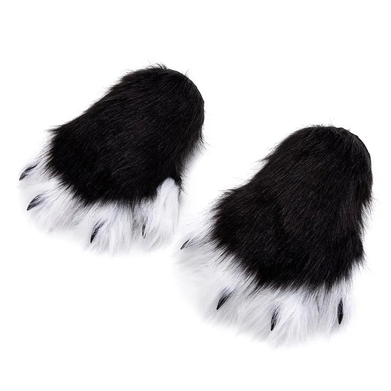 Pattes de chat en fausse fourrure (bottes ou gants)
