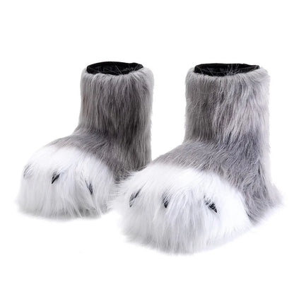 Pattes de chat en fausse fourrure (bottes ou gants)