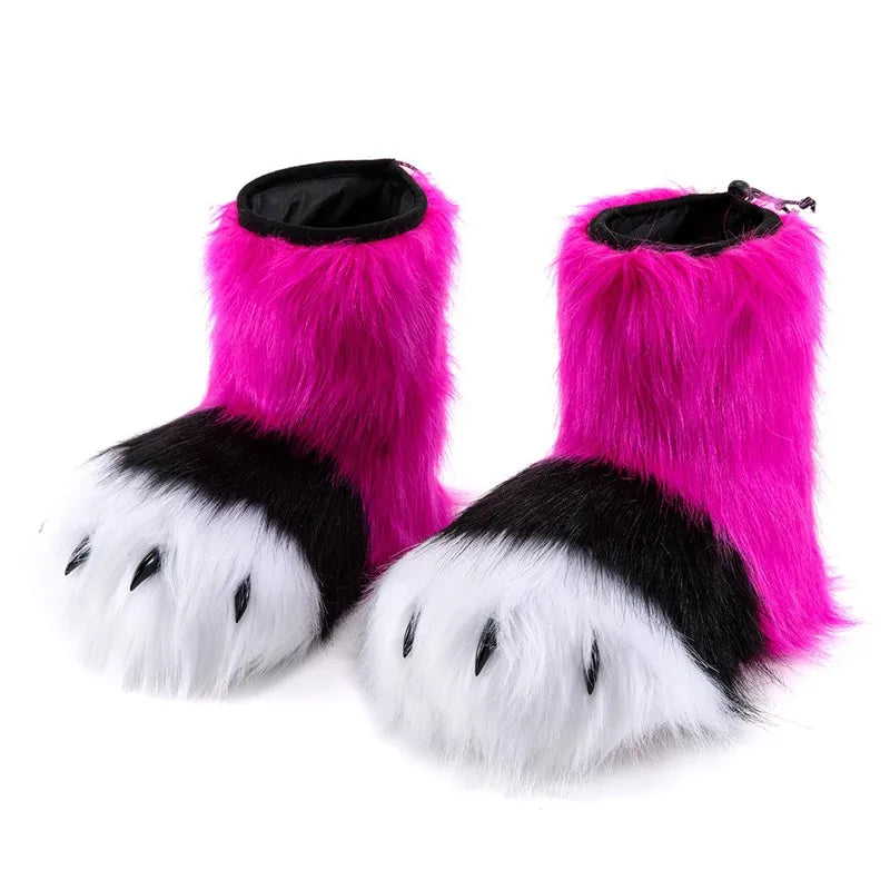 Pattes de chat en fausse fourrure (bottes ou gants)