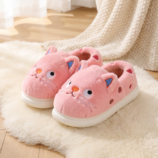 Chaussons posés sur un tapis en laine