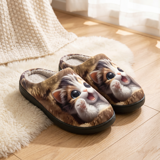 Chaussons posés sur un tapis en laine
