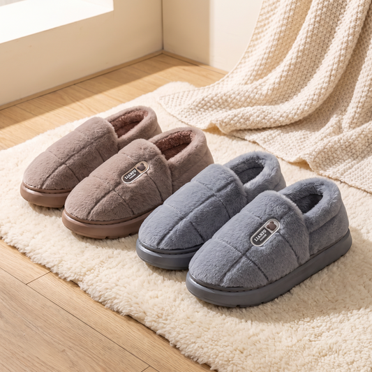 Chaussons posés sur un tapis en laine