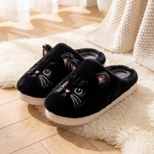 Chaussons posés sur un tapis en laine