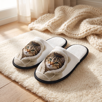 Chaussons posés sur un tapis en laine